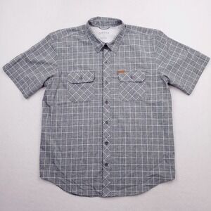 Orvis Shirt‎ Mens Large Gray Windowpane Plaid Relaxed Outdoor Performance